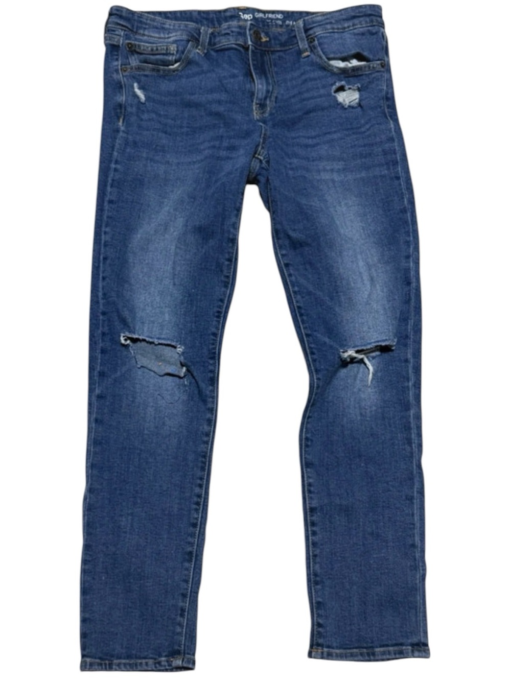 GAP Women's Girlfriend Ripped Jeans in Dark Blue Size 8